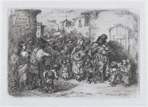 Placa 3: um grupo de músicos de rua, da série de costumes e passatempos dos espanhóis..., 1850.