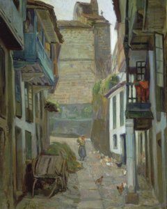 RUA SANTA MARIA - BETANZOS - OLEO - LIENZO - 59X46 CM de Francisco Llorens Diaz