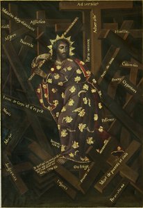 Cristo da Cruz. Pintura de Francisco Moyen (1720-1761), óleo sobre tela, início do século XVIII. Arte francesa, arte barroca. Museu do Convento de Santa Teresa, Potosí, Bolívia. de Francisco Moyen