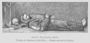 O cadáver de São Francisco de Assis (Litho) de Francisco de (after) Zurbaran