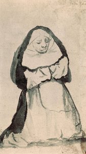 Uma freira ajoelhada em oração, início do século XIX (desenho) de Francisco de Goya