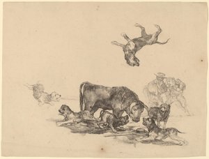 Touro atacado por cães de Francisco de Goya
