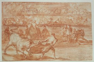 Tourada, 1815-16 (giz vermelho sobre papel) de Francisco de Goya