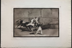 Touradas: Um mouro apanhado por um touro no ringue de Francisco de Goya