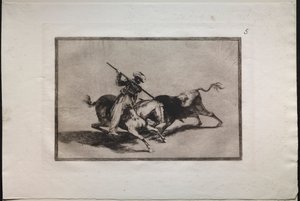 Touradas: The Spirited Moor Gazul é o primeiro a lutar de acordo com as regras, 1876. de Francisco de Goya