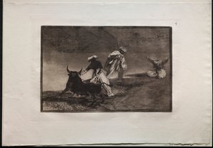 Touradas: Eles tocam outro com o Cabo em um recinto, 1876. de Francisco de Goya