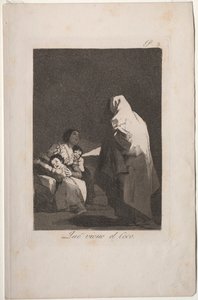 Caprichos: Aqui vem o bicho-papão. de Francisco de Goya