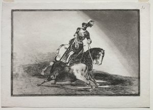 Charles V Lança um touro no ringue em Valladolid, 1815-1816. de Francisco de Goya