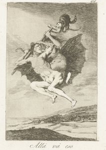 lá vão eles Allá vá eso (título no objeto) Los Caprichos (título da série) de Francisco de Goya