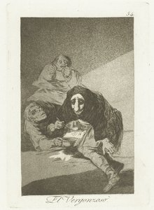 Por schaamtevolle O Vergonhoso (título no objeto) Los Caprichos (título da série) de Francisco de Goya
