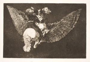 The Flying Folly (Desista do amigo que te esconde sob suas asas e te morde com o bico) de Francisco de Goya