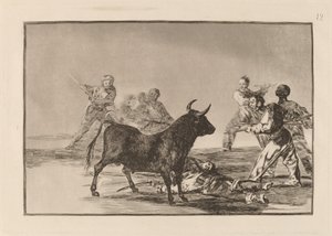 A ralé o touro com lanças, foices, banderillas e outros braços de Francisco de Goya