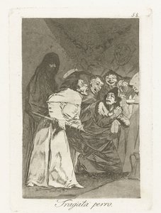 andorinha, cachorro Tragala perro Los Caprichos (título da série) de Francisco de Goya