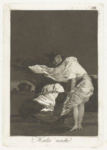 uma noite ruim Mala noche (título no objeto) Los Caprichos (título da série) de Francisco de Goya