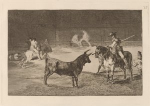 O célebre Fernando del Toro, barilarguero, forçando a fera com sua vara (O célebre Picador, Fernando del Toro, Desenha a Fera Feroz com seu Pique) de Francisco de Goya