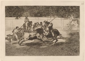 O Rendon forçado mordendo um touro, de cujo destino ele morreu na praça de Madri (The Forceful Rendon Stabs a Bull with the Pique, from which pass he Died in the Ring at Madrid) de Francisco de Goya