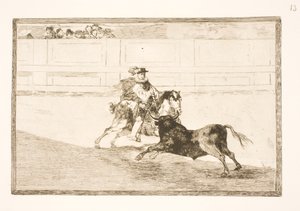 Um piloto espanhol na arena quebra pequenos dardos sem a ajuda dos segundos de Francisco de Goya