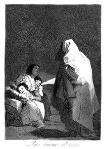 Aí vem o bicho-papão, 1799 de Francisco de Goya