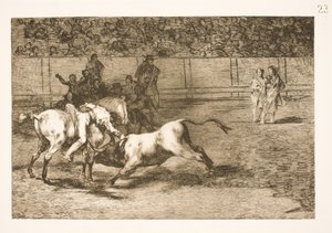 Maria Ceballas, também chamada de índia, mata o touro de seu cavalo de Francisco de Goya