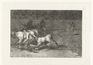 Mariano Ceballos doodt een stier
Madriano Ceballos, conhecido como El Indio, mata o touro do seu cavalo
Tourada (título da série)
Stierenvechten (título da série) de Francisco de Goya