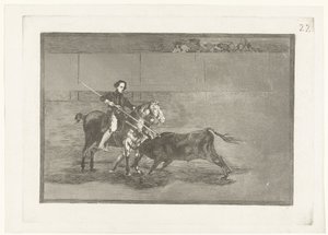 Saco balde em van de areia Zaragosa Valor viril da famosa Pajuelera em Saragoça Tourada (título da série) Stierenvechten (título da série) de Francisco de Goya