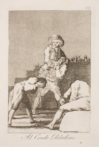 Conde Palatino. Ministro das Relações Exteriores Urquijo como um charlatão de Francisco de Goya
