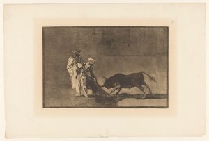 Stierenvechters em uma arena
Os mouros fazem outro cabo-de-banho na praça com o seu roupão
Stierengevechten (título da série)
La Taureaumachie (título da série)
La Tauromaquia (título da série) de Francisco de Goya