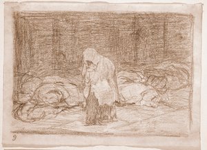 Os Desastres de Guerra : Camas mortuárias (desenho preparatório de Francisco de Goya