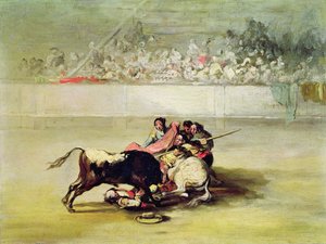A queda de um Picador de seu cavalo sob um touro de Francisco de Goya