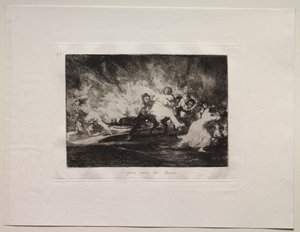 Os horrores da guerra: eles escapam pelas chamas de Francisco de Goya
