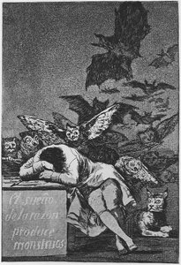O sono da razão produz monstros. Capricho n.o 43, 1797-1798 de Francisco de Goya