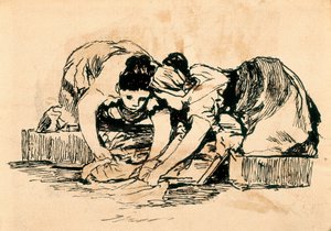 As lavadeiras, finais do século XVIII - início do século XIX (desenho) de Francisco de Goya