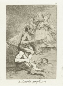 Vrome belijdenis
Devota profesion (título sobre o objecto)
Los Caprichos (título da série) de Francisco de Goya