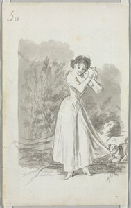 Jovem torcendo as mãos sobre o corpo nu de um homem (verso) de Francisco de Goya
