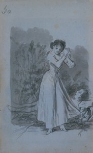 Jovem mulher torcer as mãos sobre um corpo nu homem mans, 1796-97. de Francisco de Goya