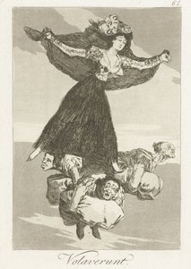 eles voaram Volaverunt (título no objeto) Los Caprichos (título da série) de Francisco de Goya