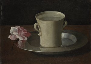 Um copo de água e uma rosa, c.1630