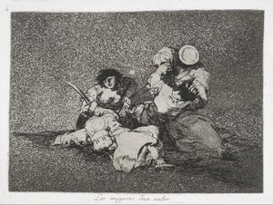 As mulheres dão coragem (Las mugeres dan valor) da série Os Desastres da Guerra (Los Desastres d ... de Francisco de Goya