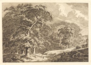 Floresta com viajantes por uma estrada de Franciscus A. Milatz