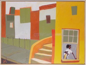 Brownstone Blues, 2000 (técnica mista sobre tela) de Francks Deceus