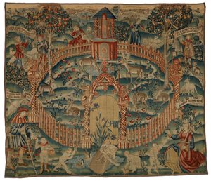 Tapeçaria, Park au Cerfs, flamenga ou francesa, feita c.1500 (lã)