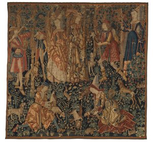 Tapeçaria representando A Caça ao Faisão, possivelmente de Tournai, c.1480 (lã e seda)