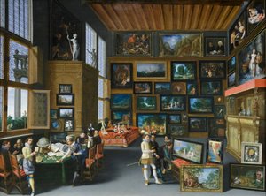 Cognoscenti numa sala cheia de quadros, c.1620 (óleo sobre carvalho)