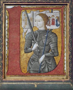 Historiated Initial depurando Joana d&39;Arc (1412-31), século XV