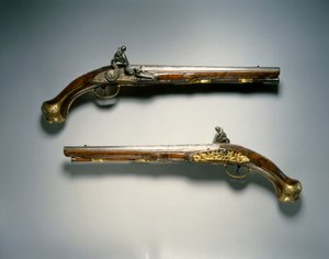 Par de pistolas de pederneira, Liège, início do século XVIII