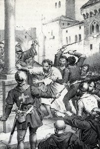 Penitência de Raymond VI, conde de Toulouse - Le 22/06/1209 Raymond VI Comte de Toulouse, excomunhão do Papa Inocêncio III (Milon legat du pope) por não perseguir os cátaros, acusa de ser o instigador do assassinato de Pierre de Castelnau, feito honra de Franco Mistrali