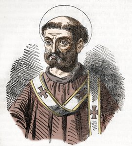 Retrato do Papa Libere (Liberius) (352-366) Gravura de "I misteri del vaticano" de Franco Mistrali 1843 de Franco Mistrali