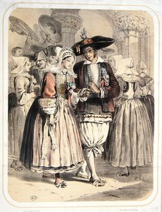 Noivos da Região de Saille, França, c.1850 (cor litho)