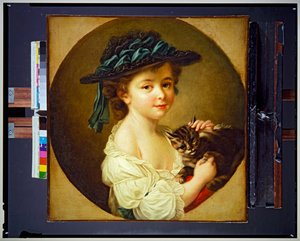 Mädchen mit Katze von Francois-Hubert Drouais