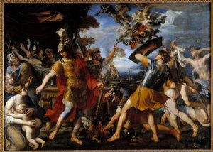 Enee e seus companheiros de luta contra a Pintura Harpia de François Perrier (1590-1650) 1646 Sol. 1,55x2,18 m